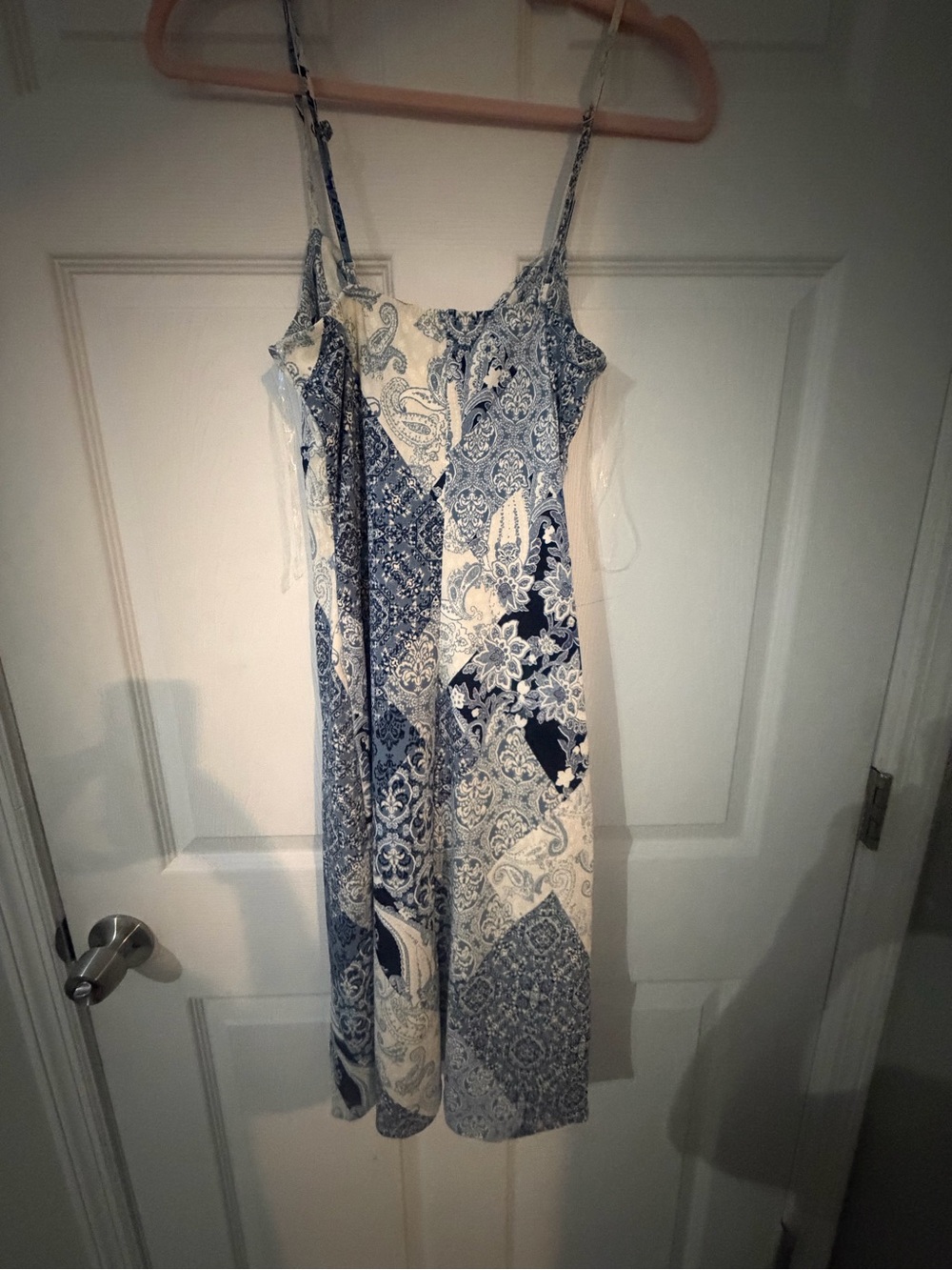 Honey & Sparkle Paisley Midi Dress in Blue & Cream Size Small NWT